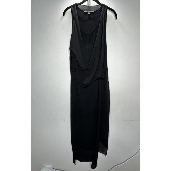 Hyfve Black Draped Sleeveless Faux Wrap Midi Dress Med - Picture 1 of 11